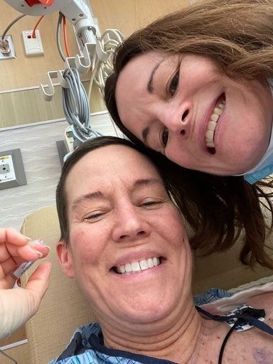 Christa Huffenberger in the hospital during breast cancer journey